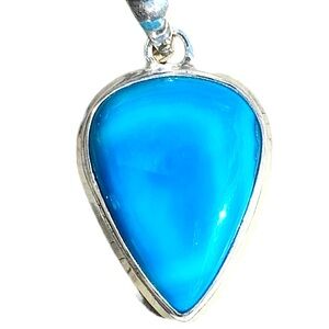 Aqua lace agate pendant.SS